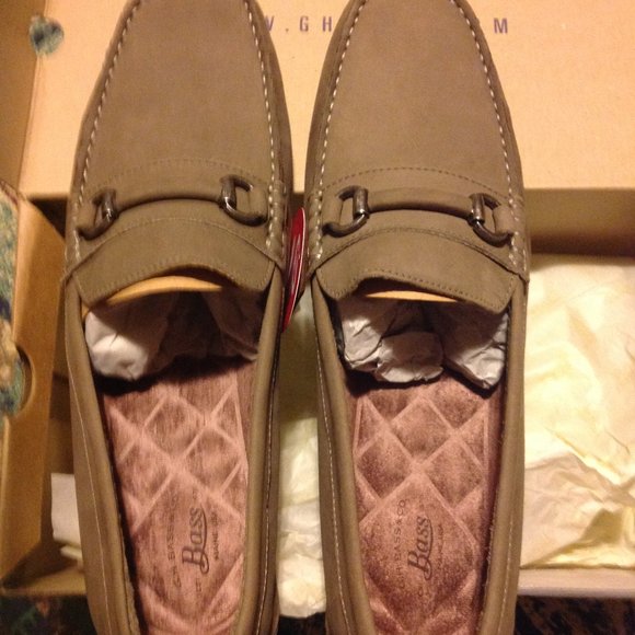 G. H. Bass & Company Men\'s Nicco Greenish Gray Nubuck Leather Loafers 11.5M -NIB